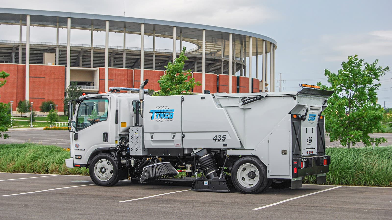TYMCO street sweeper illustrating serviceable, heavy-duty equipment design